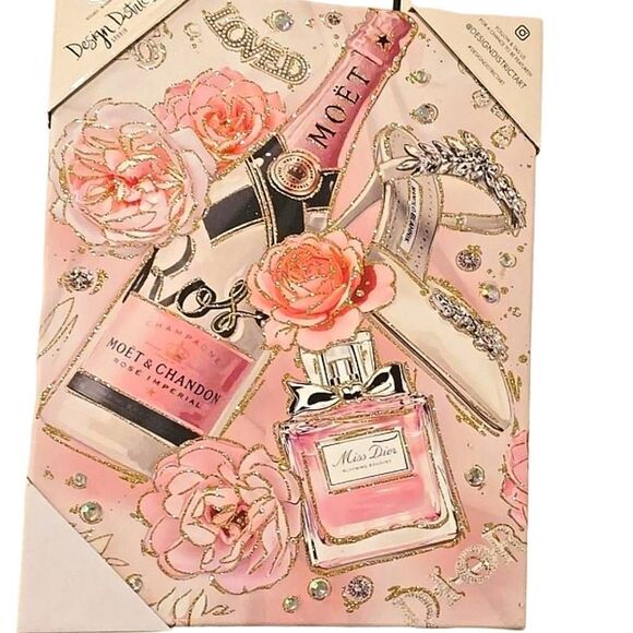 Design District Celebration Fashion Dior 3D Jewel Embellished Canvas Wall Decor - Picture 1 of 6